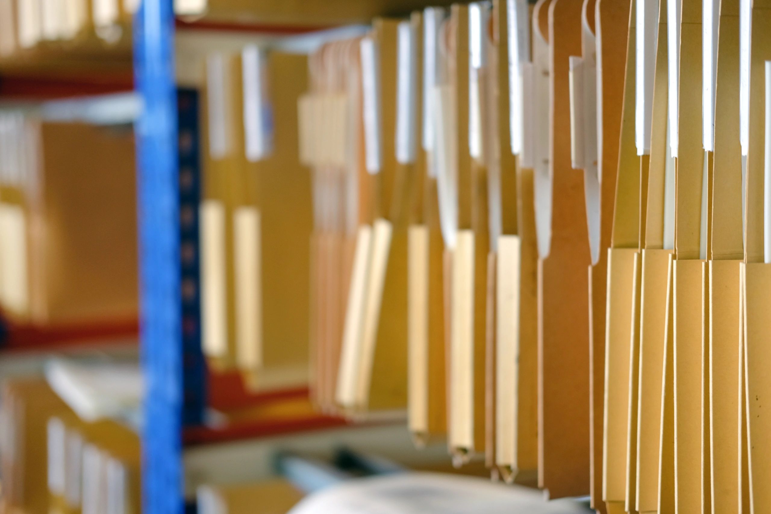 File storage shelves representing organized municipal records